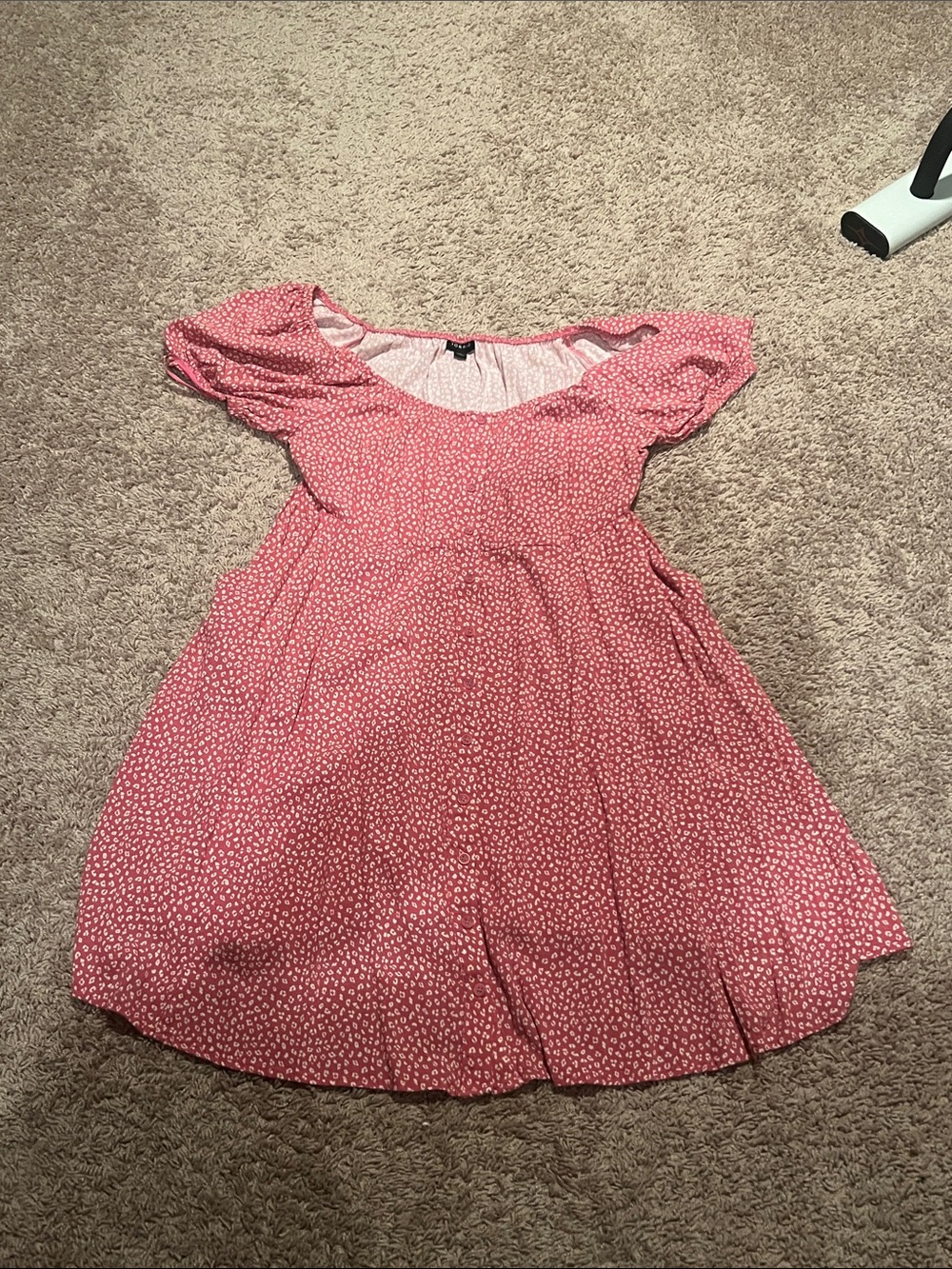 Summer Dress Pink Floral Puff-Sleeve Dress
